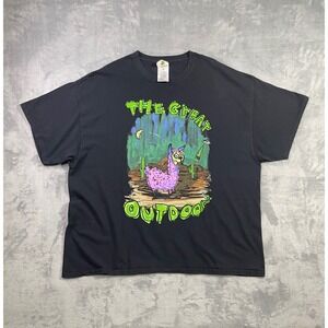 After School Special The Great Outdoors Llama UFO Graphic T-Shirt Men XXXL Black